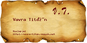 Vavra Titán névjegykártya
